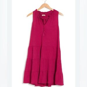 Max Studio Magenta Sleeveless Tiered Cotton Dress